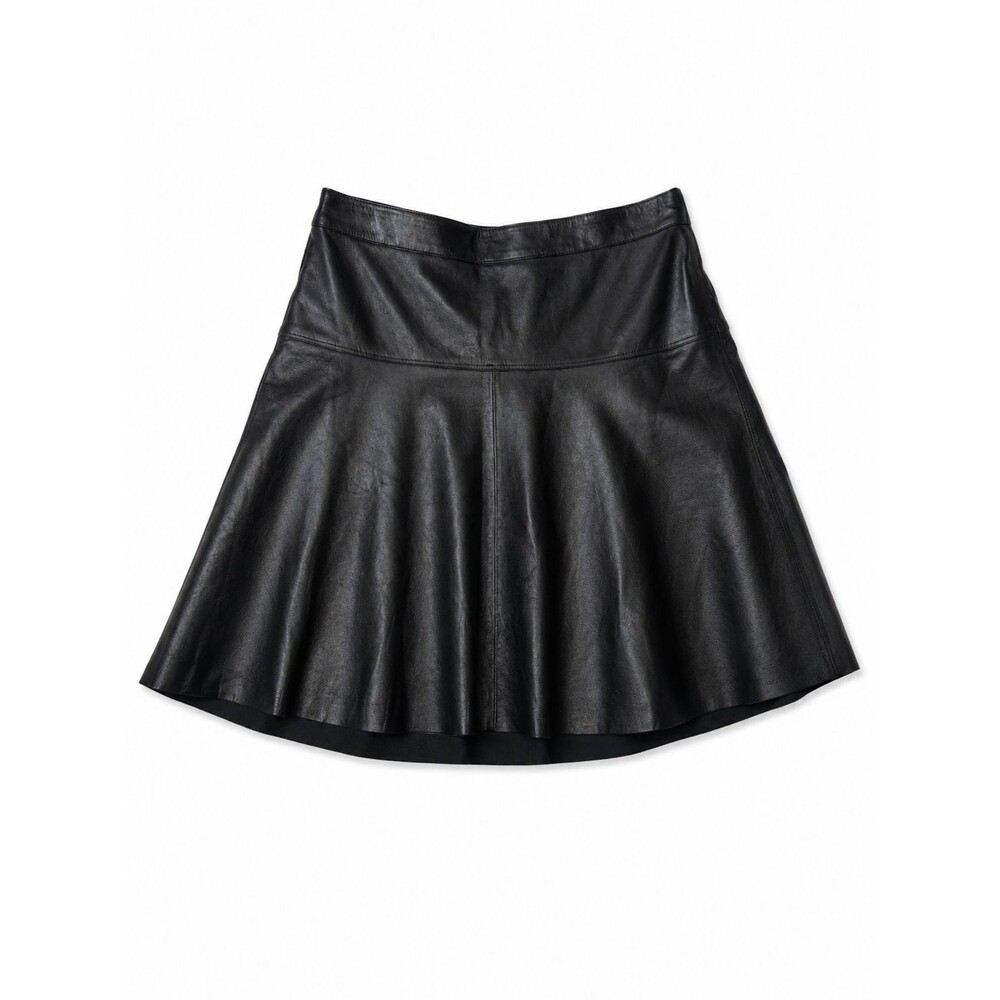 Women's Banana Republic Black A-line Leather Skirt Size 2 Tall